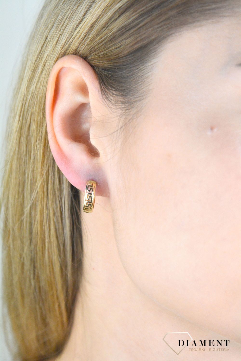 Złote kolczyki damskie 375 kółeczka droga grecka KL 8938 375.jpg